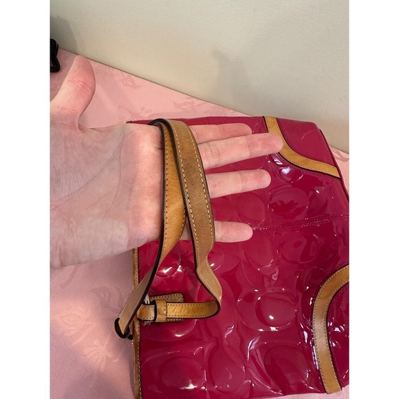 Coach Peyton Signature C Embossed Patent Leather Satchel Shoulder Bag - Picture 10 of 11
